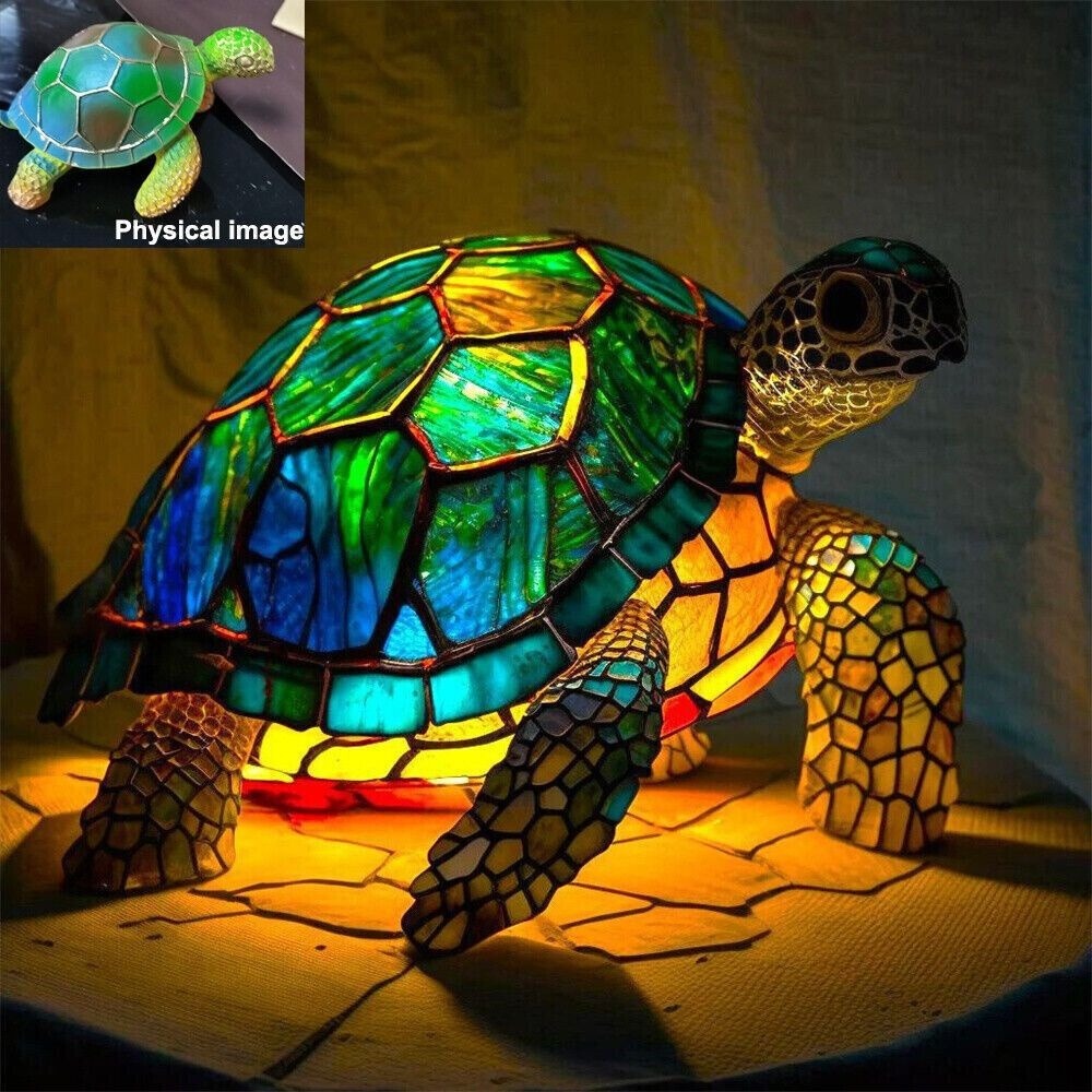3D Resin Animal Night Light – Bohemian Vintage Dragon, Owl & Sea Turtle Stained Desk Lamp for Bedroom, Home Decor, Birthday & Christmas Gift (Dragon / Owl / Sea Turtle)