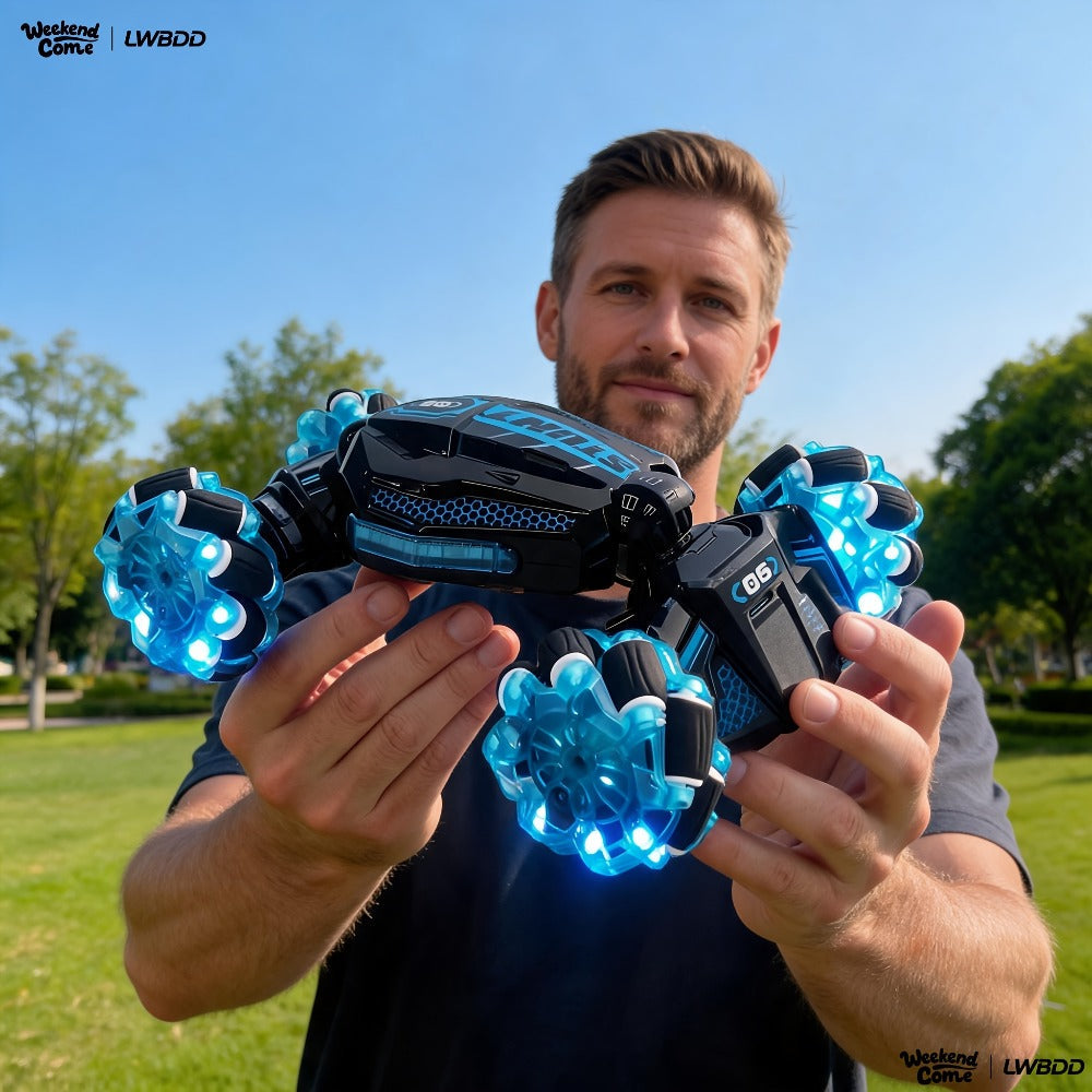 1:24 8WD RC Stunt Car with Dual Remote Control, LED Lights, and 28 km/h Speed