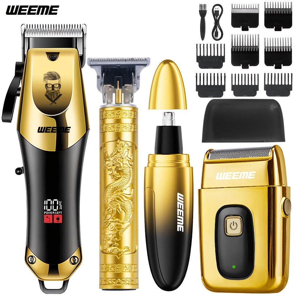 Beard Trimmer Set for Men - USB Rechargeable Hair Clipper & Grooming Kit with Battery Indicator, Comb Attachments, Epilator & Trimmer, 2/3/4 Piece Set for Travel Home Use, Father's Day Gift