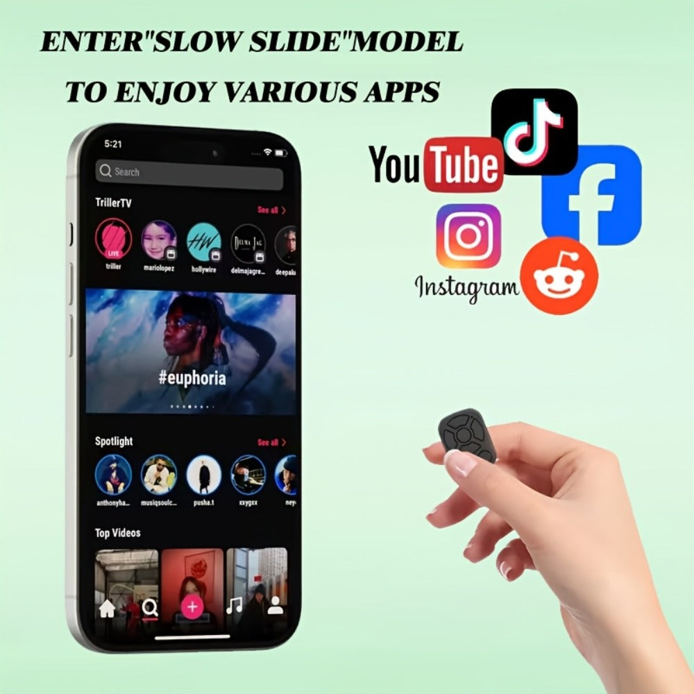 Bluetooth Selfie Remote Ring 2 Pack TikTok Scroll Shutter for iPhone iPad – Hands-Free Photo Capture Video Like Page Turn Music Control, Rechargeable Wearable Creator Accessory, Black Pink Gift