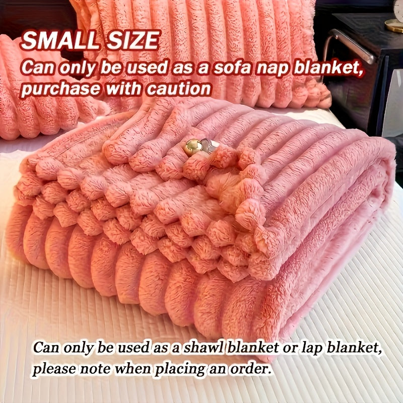 Reversible Faux Rabbit Hair Blanket – Thickened Soft Thermal Throw for Bed, Nap, Office & Camping, All Season, 4 Colors, 5 Sizes