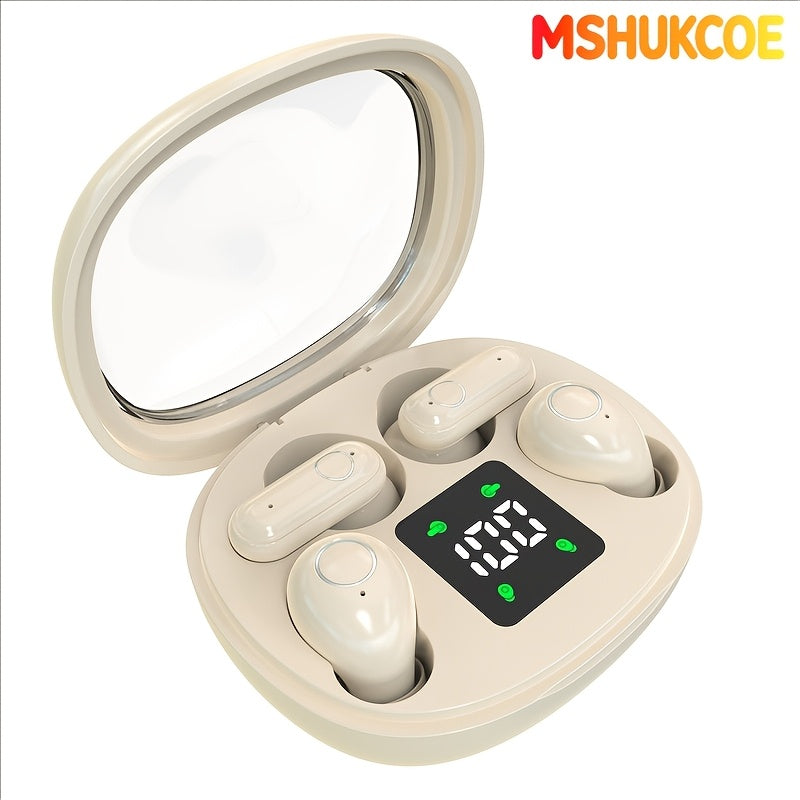 MSHUKCOE 2in1 Sleep Earbuds Invisible Mini Noise Cancelling, 6D HiFi Sound Effect Low Bass Wireless Headphones Long Battery Life, Comfortable Wear for Leisure Office Classroom, Birthday Gift