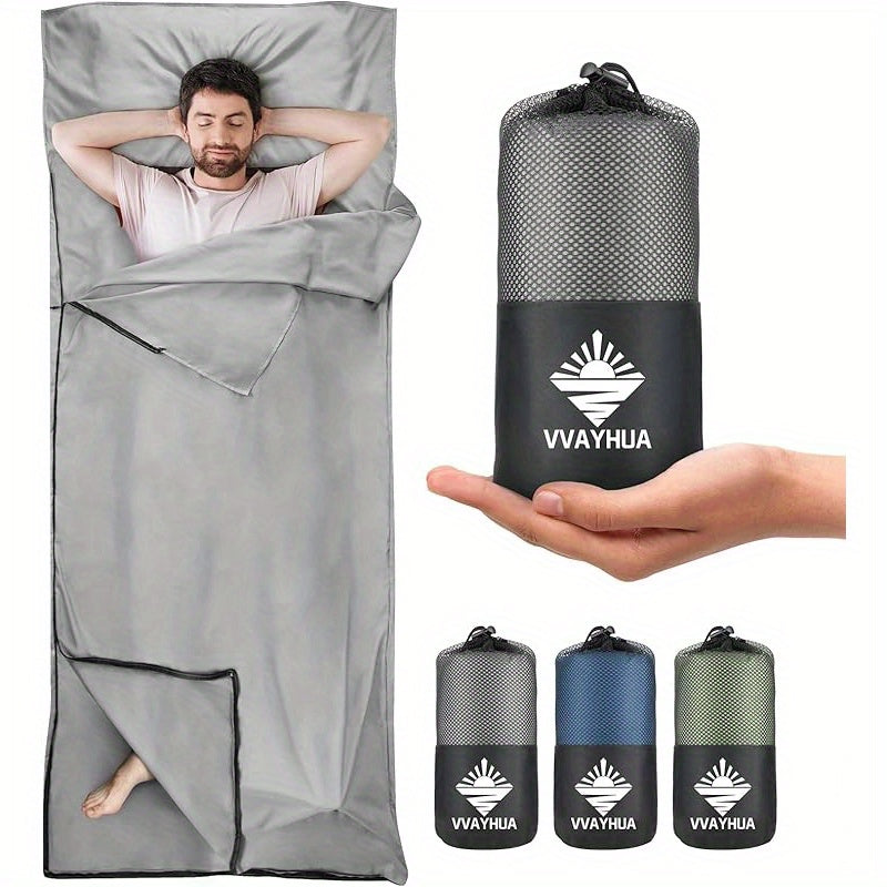 Sleeping Bag Liner for Adults – Two-Way Zipper Sleep Sack with Foot Exposure, Lightweight Portable Travel Sheet for Camping, Hiking, Hotel & Hostel Use, Single Size, Machine Washable