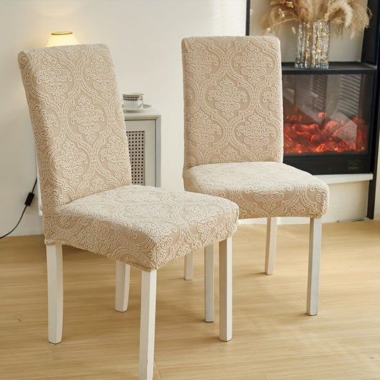 Dining Chair Covers in Stretch Silver Fox Velvet, Washable Sets of 4 or 6