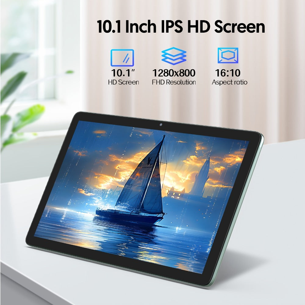 128GB Tablet Android 14 10 Inch 11 Inch 8GB RAM 8000mAh Battery Octa-Core WiFi 6 1TB Expandable 8MP Dual Camera FHD IPS Display Optional Keyboard Set – Grey & Green