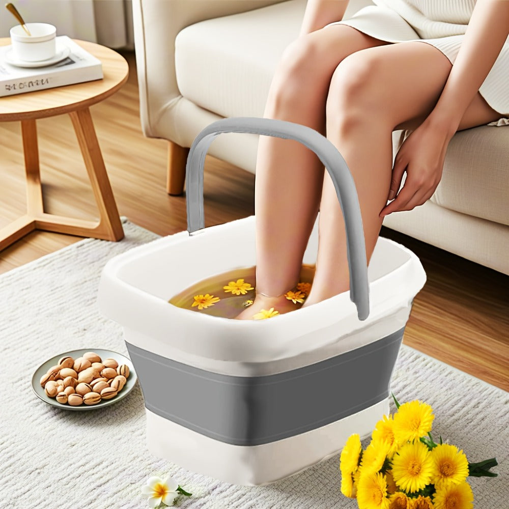 Foldable Foot Bath Tub Collapsible Foot Soak Basin 3.96 Gallon with Carry Handle Portable Pedicure Soaking Tub Space-Saving Easy Clean for Home Spa Salon Travel Green Pink