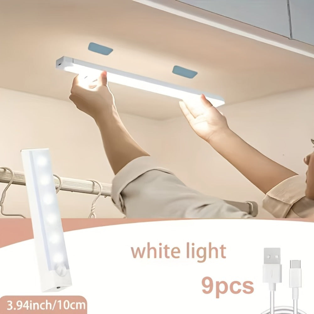 LED Motion Sensor Cabinet Lights USB Rechargeable 3 Modes – Wireless Night Light 6 9 12 Pack 3 Sizes for Bedroom Staircase Kitchen Office Piano Room Dance Studio Bedside Reading