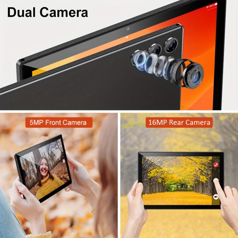 Android 15 Tablet 10.1 Inch 8GB RAM 128GB ROM – 8000mAh Battery, 1280x800 HD Display, 5MP+16MP Dual Camera, Stereo Speakers, WiFi, with Keyboard Case Mouse Stylus USB Cable