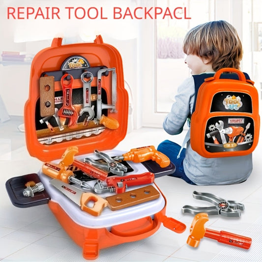 Kids Pretend Play Tool Backpack, 22-Piece Home Repair Toy Set
