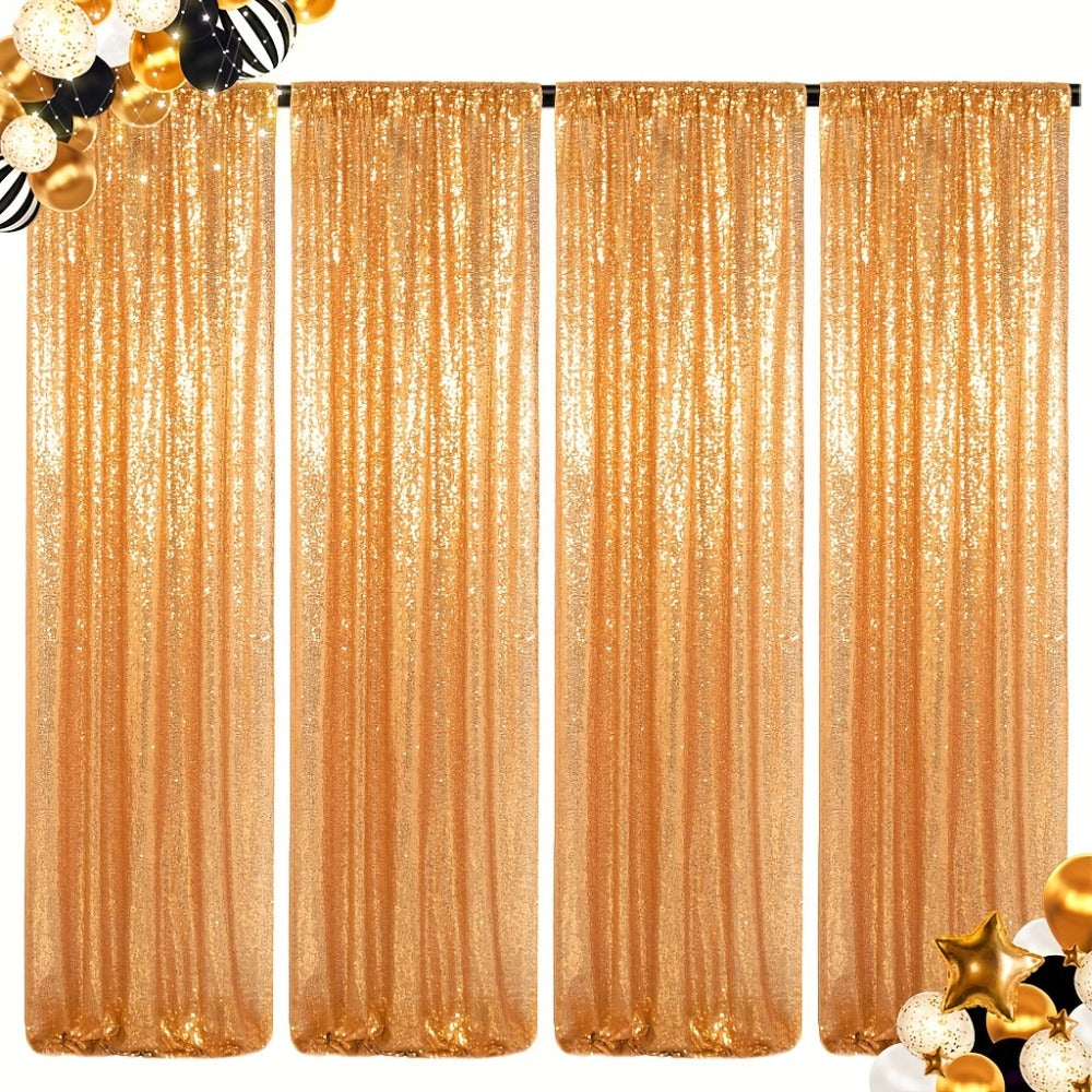 Sequin Backdrop Curtains 2FTx8FT Glitter Photography Background Panels for Party Wedding Birthday Stage Decoration Gold Yellow Shimmer Curtain Set 4 6 10 Panels Available
