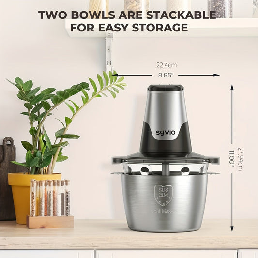Mini Food Processor, 450W with 2 Speeds and Bi-Level Blades, Black Options