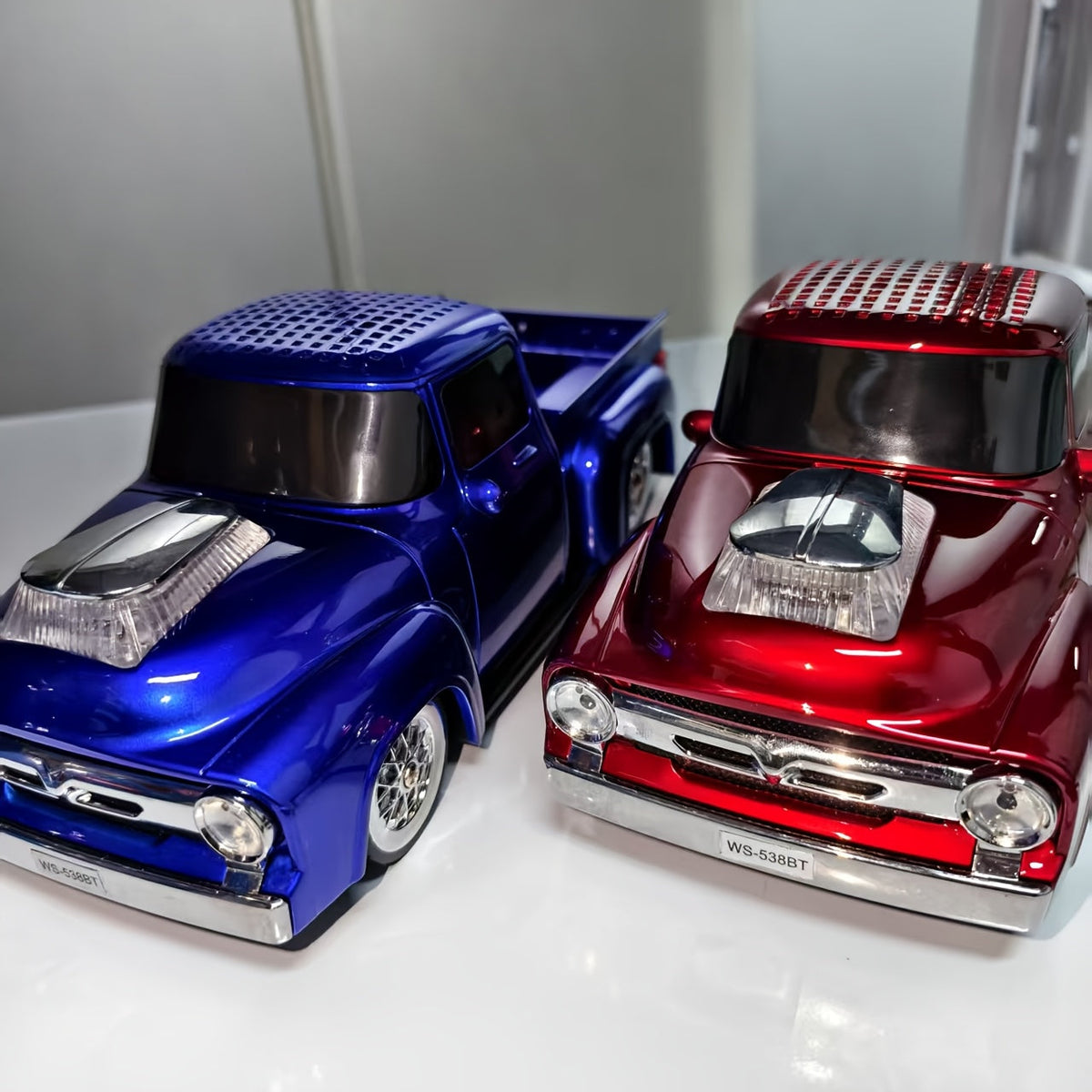 Car-Shaped Bluetooth Speaker with TWS Stereo Sound, Portable Wireless Mini Speaker USB FM TF AUX Compatible with Smartphones Tablets PC, Deep Bass Outdoor Speaker, Fun Holiday Gift for Car Enthusiasts Kids Men