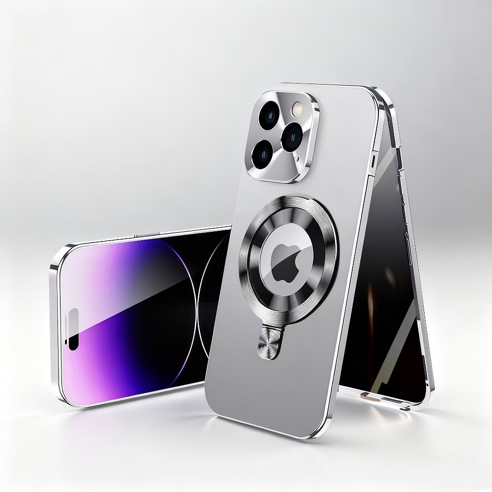 Privacy Screen iPhone Case Anti-Spy Dual-Mode Aerospace Metal Frame MagSafe Magnetic Shockproof Full Body Protection for iPhone 16 15 14 13 12 Pro Max Series – Business Travel Professional