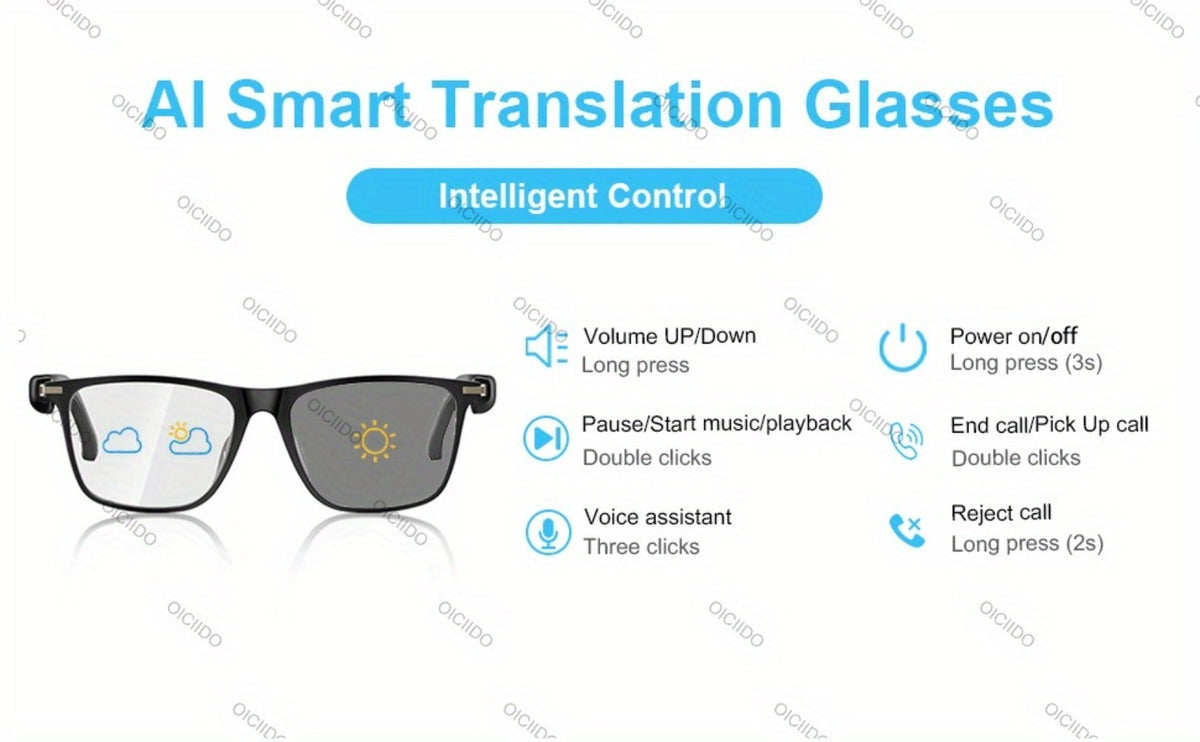 AI Smart Glasses with Real-Time Translation for 160+ Languages, ChatGPT Voice Assistant, HD Calls & Hi-Fi Music – Open-Ear Audio Glasses for Men & Women