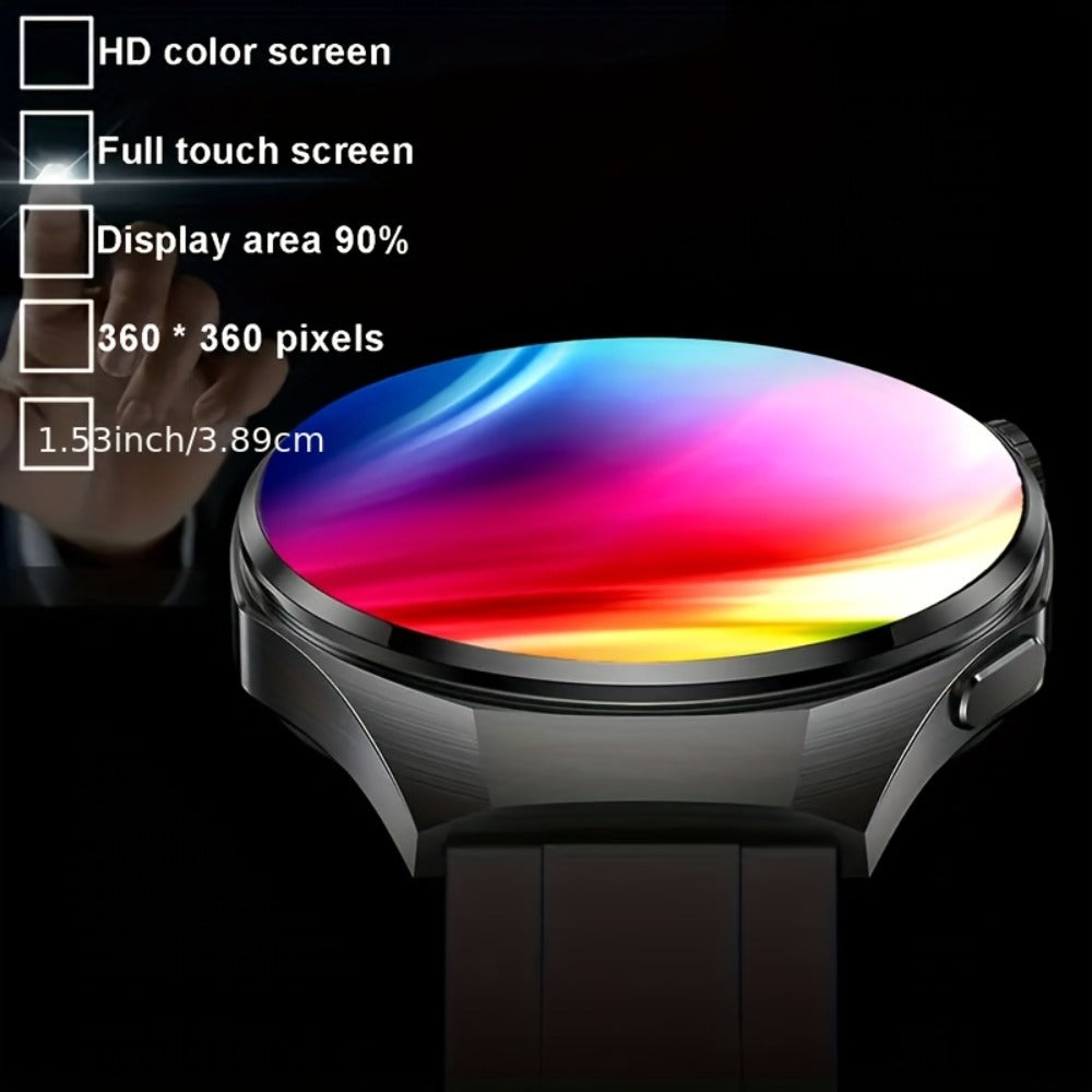 Hexagonal Bezel Smartwatch for Men HD TFT Display 150+ Sports Modes AI Voice Control 100+ Watch Faces Wireless Calling Weather Forecast Activity Tracker Compatible with Android iOS – Black Silver