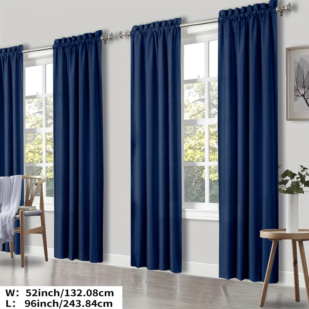 Blackout Curtains 4 Panels Thermal Insulated Room Darkening Drapes – Rod Pocket, Energy Saving, Solid Color for Bedroom & Living Room, 7 Colors & Multiple Sizes