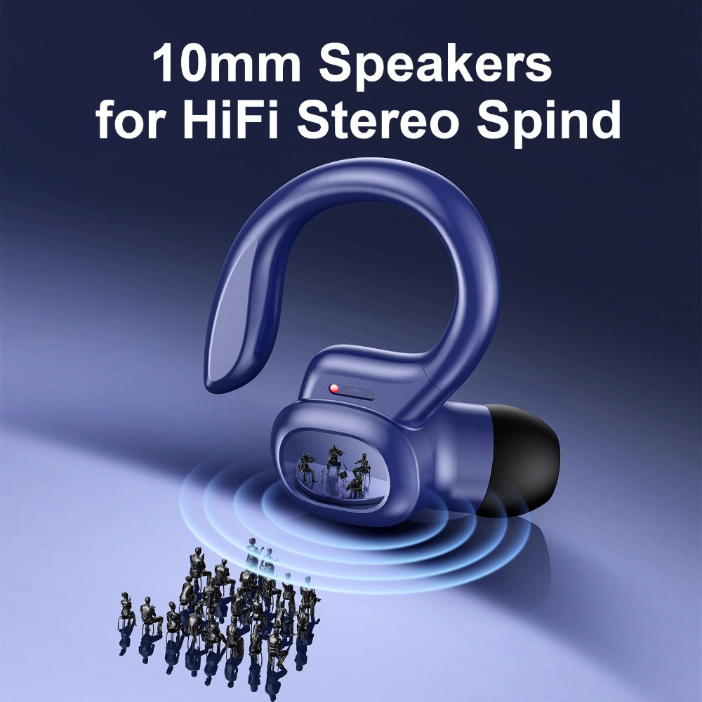 Colorful Sport Earhook TWS Earbuds Bluetooth 5.4 LED Digital Display Charging Case Touch Control Stereo In-Ear Wireless Sport Headset Black Red Blue