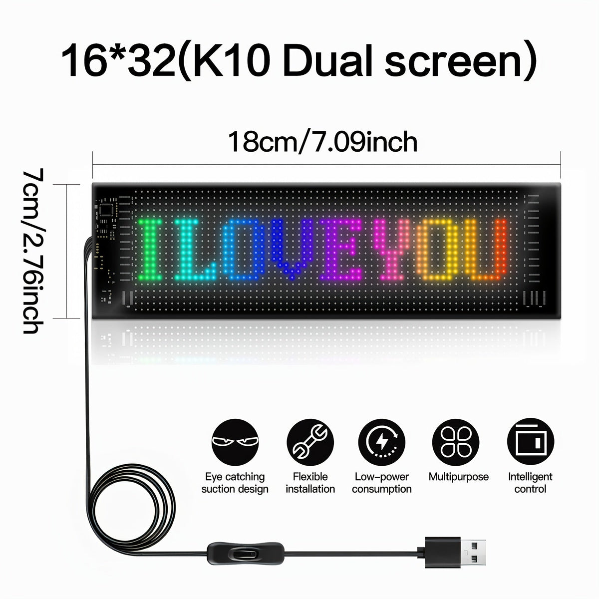 Programmable RGB LED Pixel Display Panel App Controlled – Music Sync DIY Text Animations Flexible Ultra-Thin Screen for Game Room Home Theater Car Dashboard Store Window Decor – 16x32 16x96 20x64