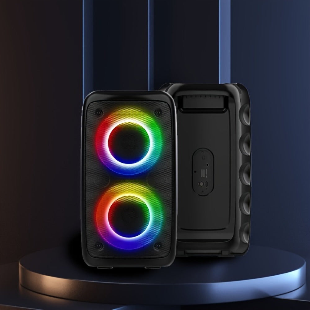 Wireless Bluetooth Speaker with Color LED Lights, MOKiN KTS-1265 Portable Party Speaker, Bass Boost, FM Radio, TF Card, USB, Type-C, Lightweight for Outdoor Travel Home Parties