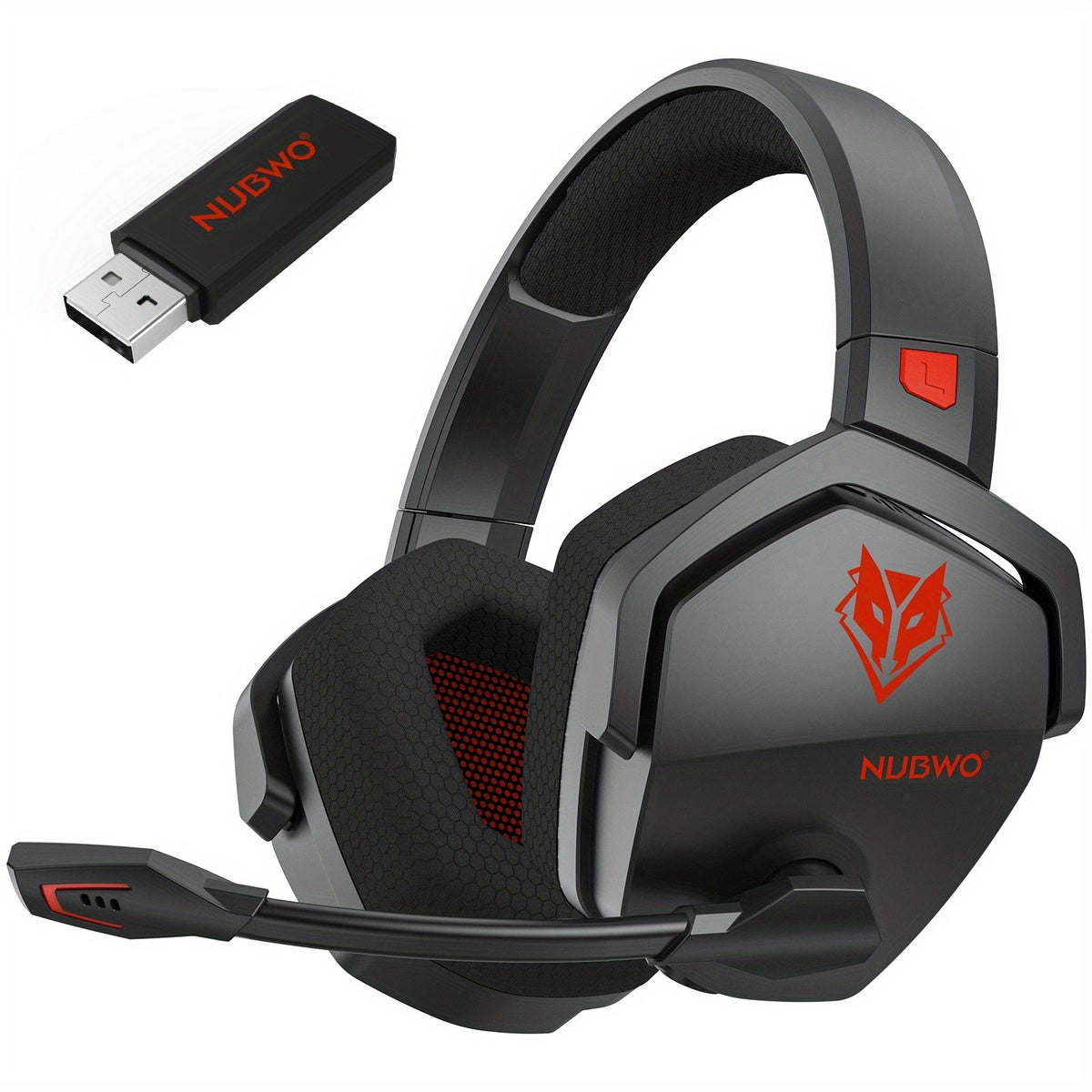 2.4GHz Wireless Gaming Earphones NUBWO G06, 7.1 Surround Sound, 23ms Ultra-Low Latency, 100H Battery, Dual Directional Mic, PC PS5 Console Mobile Compatible, Bluetooth & Wired Modes, Black