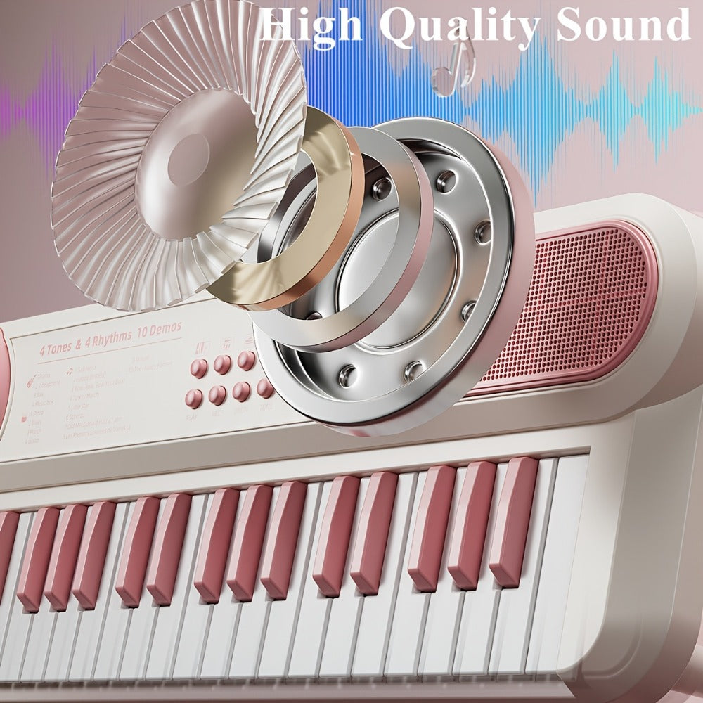 Kids Electronic Keyboard Piano Toy 37-Key White, Multi-Function Beginner Musical Instrument with Microphone, Demo Songs, Rhythms & Lights for Boys Girls Age 3+, USB or AA Battery