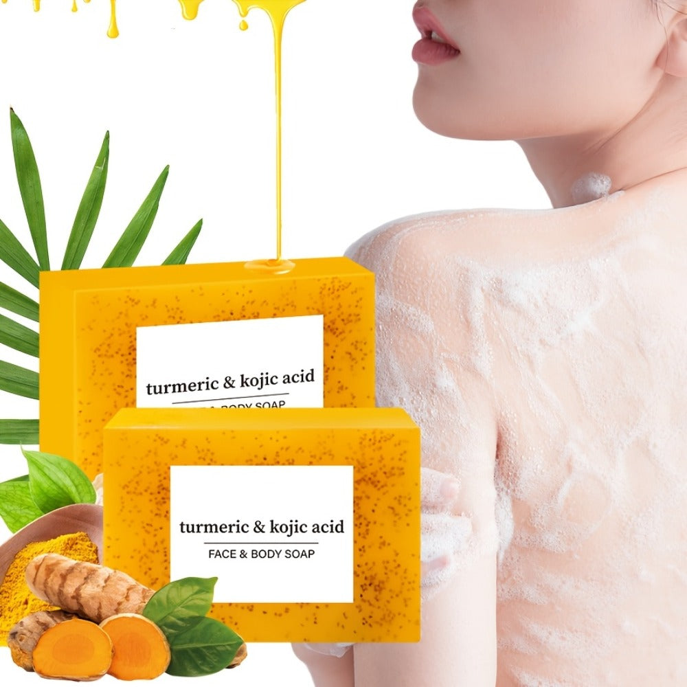 Turmeric Soap Handmade Bar – Lemon, Quercetin & Vitamin E Natural Soap with Olive Oil, Deep Cleansing & Moisturizing, Brightening Body & Face Wash Soap, Turmeric Shampoo Bar for All Skin Types
