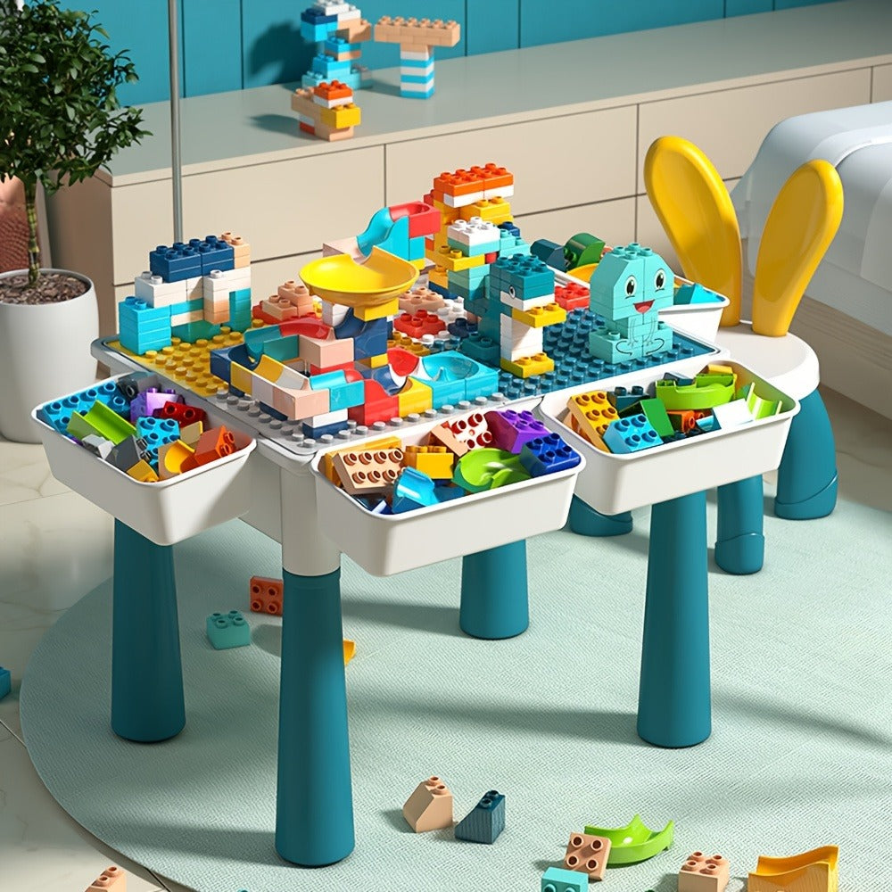 Kids Building Block Table & Chair Set with Storage, 16.5 x 12.6 in