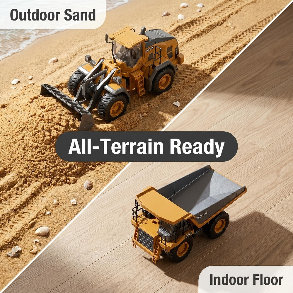 11-Channel RC Construction Vehicle Set, 2-in-1 to 4-in-1 Options