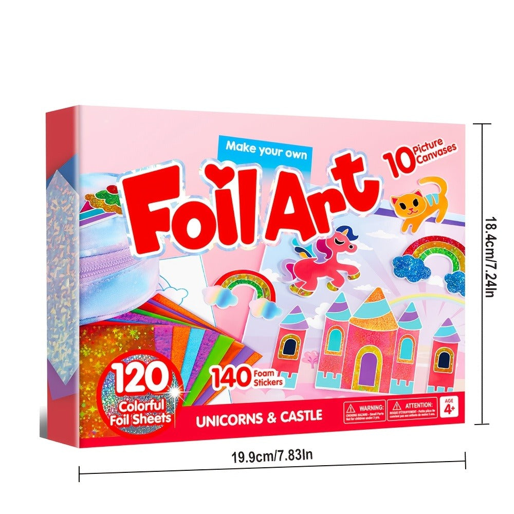 Unicorn Foil Art Craft Kit with Colorful Sheets for Creative Projects