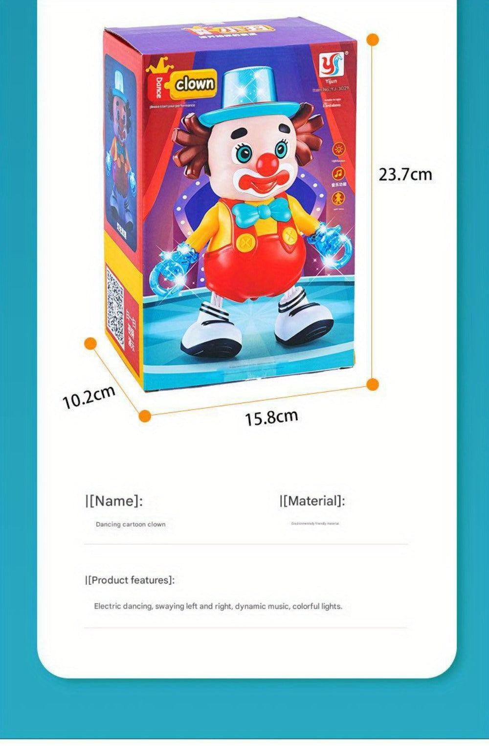 Dancing Clown Toy Doll with Light & Music, Swinging Fidget Toy for Kids Boys & Girls, Funny Weird Halloween Decoration, Christmas Birthday Gift for Children Ages 3+