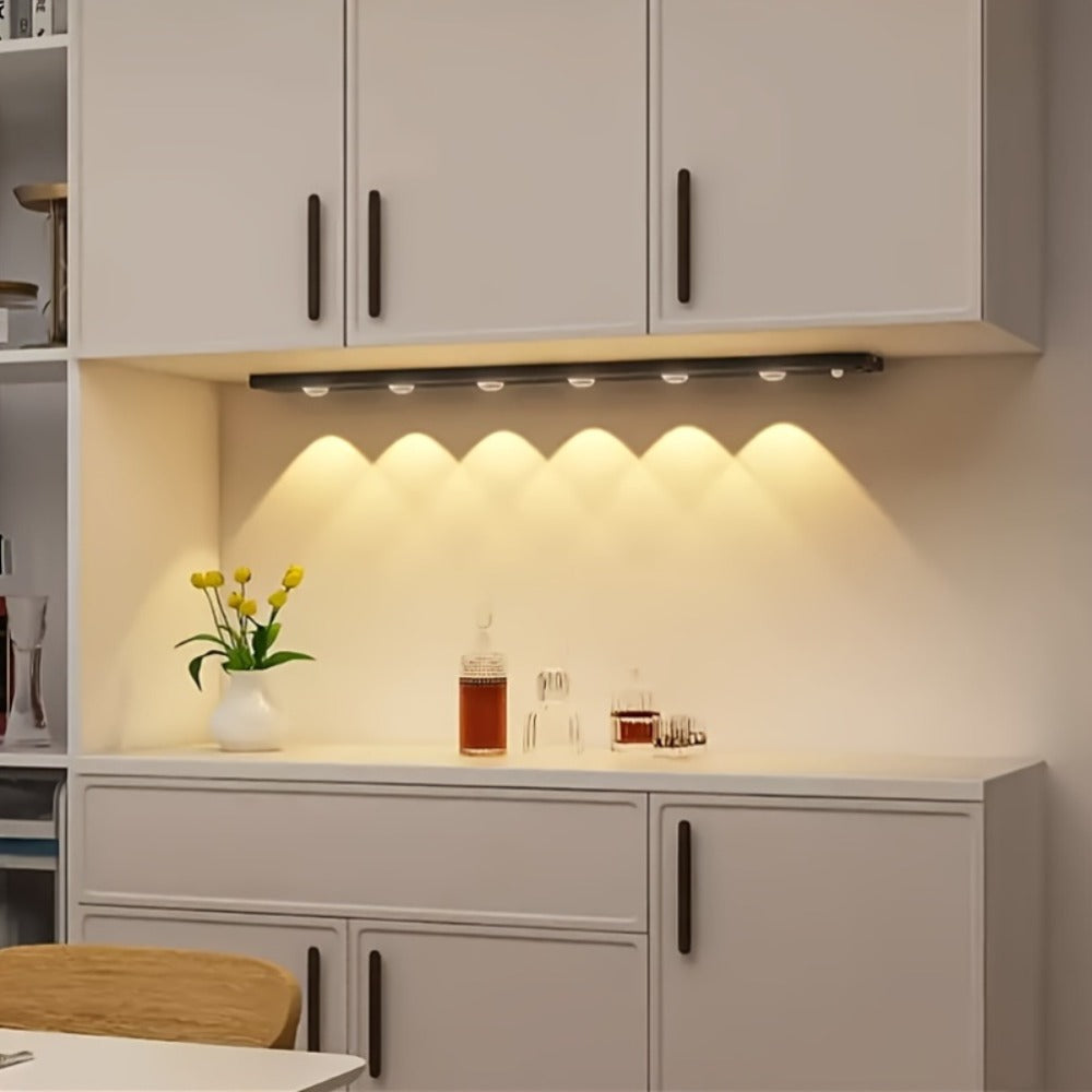 LED Sensor Strip Light USB Rechargeable – 3-Color Dimmable Motion Sensing Wireless Night Light for Kitchen, Wardrobe, Cabinet, Shoe Cabinet & Bedroom (20cm / 30cm / 40cm / 50cm)