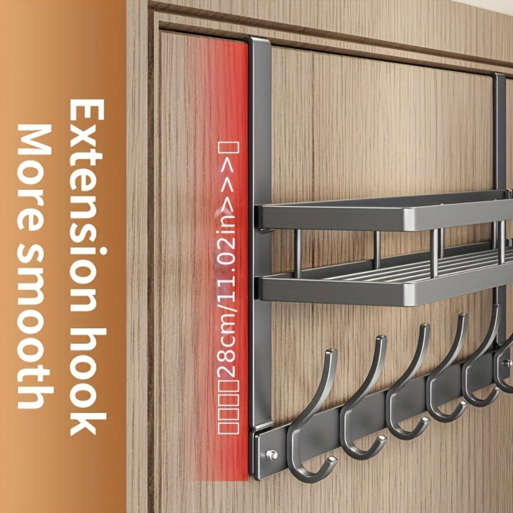 Over Door Hook Rack No Drilling Metal Storage Organizer – 4 5 6 Hooks for Bedroom Bathroom Kitchen, Versatile Door Hanger for Coats Towels Bags & Robes
