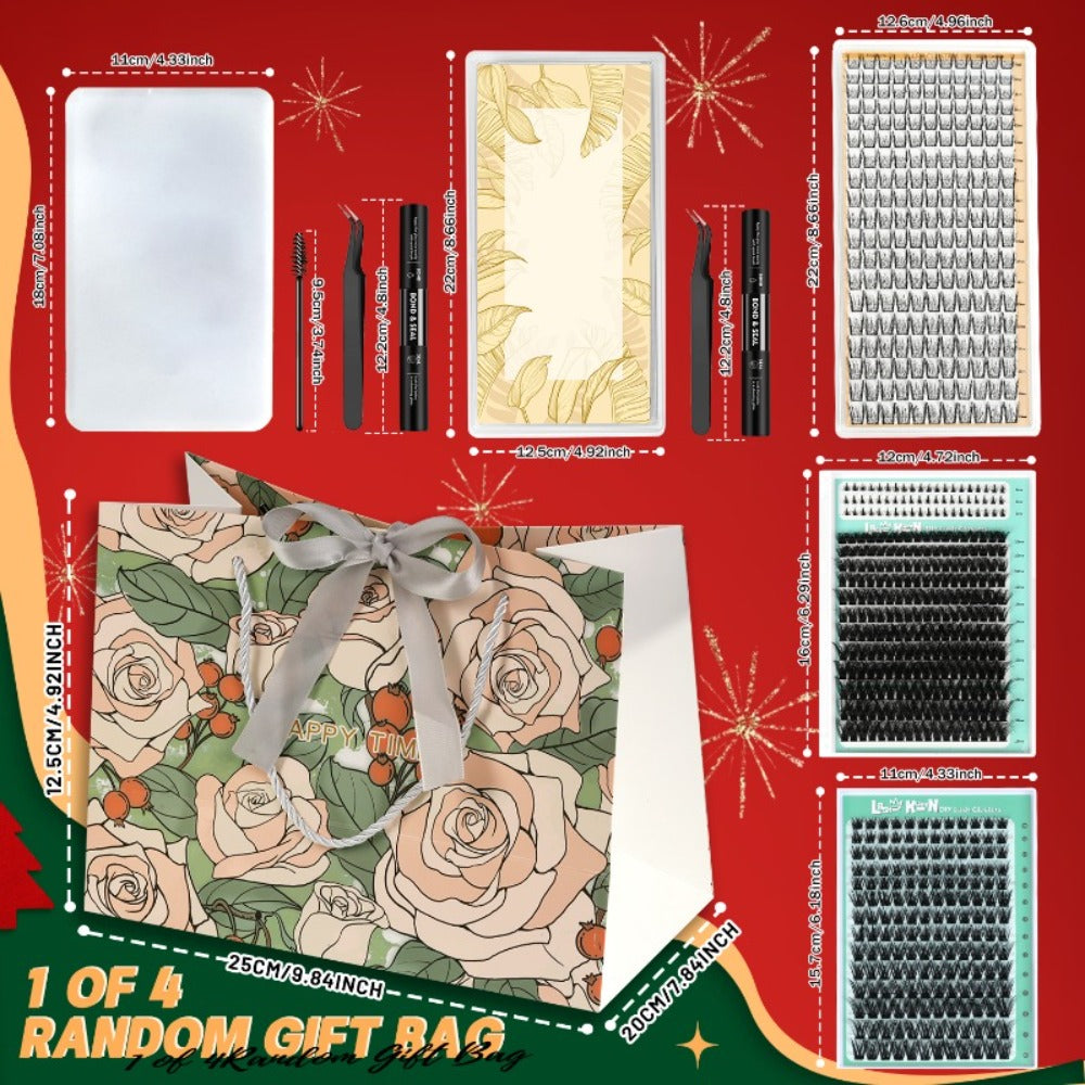 Gift-Ready Fluffy Wispy Lash Clusters Kit with Gift Bags — Manga & Fairy Top & Bottom Clusters, Natural Volume, Long-Lasting Reusable, 209–1993pcs Options, Beauty Gift for Women