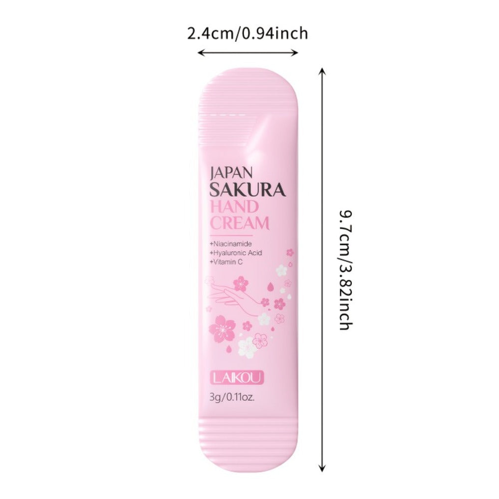 Japanese Sakura Hand Cream Set 20 Pcs LAIKOU Cherry Blossom Moisturizing Lotion with Glycerin & Vitamin C Lightweight Non-Greasy Portable Travel Size Skincare Gift for Women