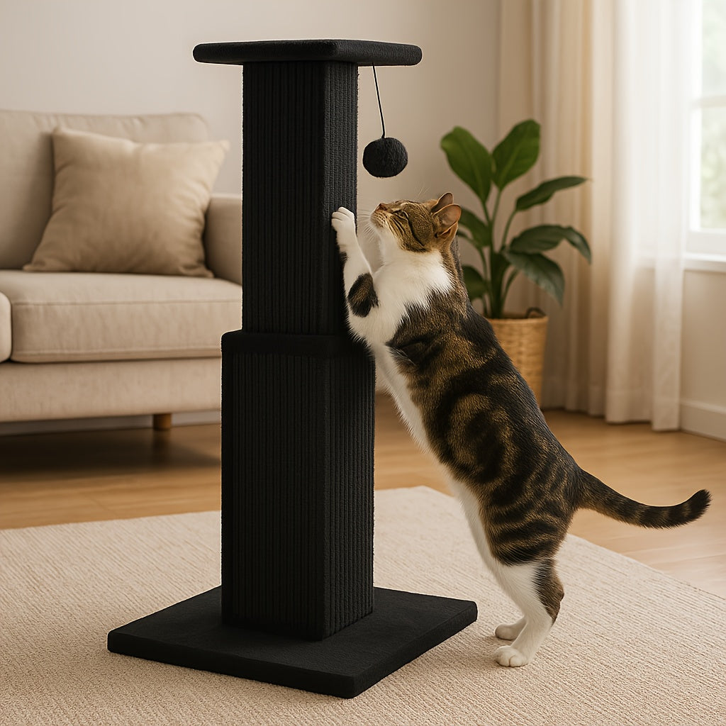 Cat Scratching Post Multi-Tier Sisal Tower for Indoor Cats – 18.9" & 32" Cat Tree with Hanging Ball Toy, Natural Sisal Rope, Sturdy Base – Green, Brown, Gray, Black, Beige Options