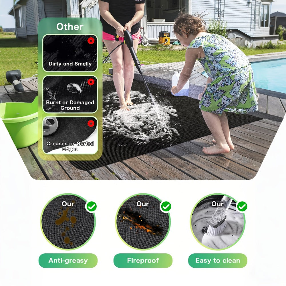 Grill Mat Fire Resistant BBQ Pad – Oversized Under Grill Mat 2000°F Heat Resistant, Waterproof Oil-Resistant Deck Protector for Outdoor Grilling, Fireplace & Fire Pit – 60x48, 72x39, 76x51 Inches