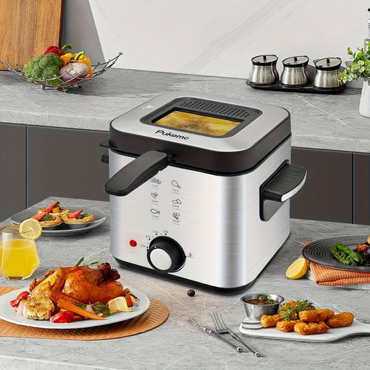 Electric Deep Fryer with Adjustable Temperature, Nonstick Pot and Basket, 1.5–6 L Options