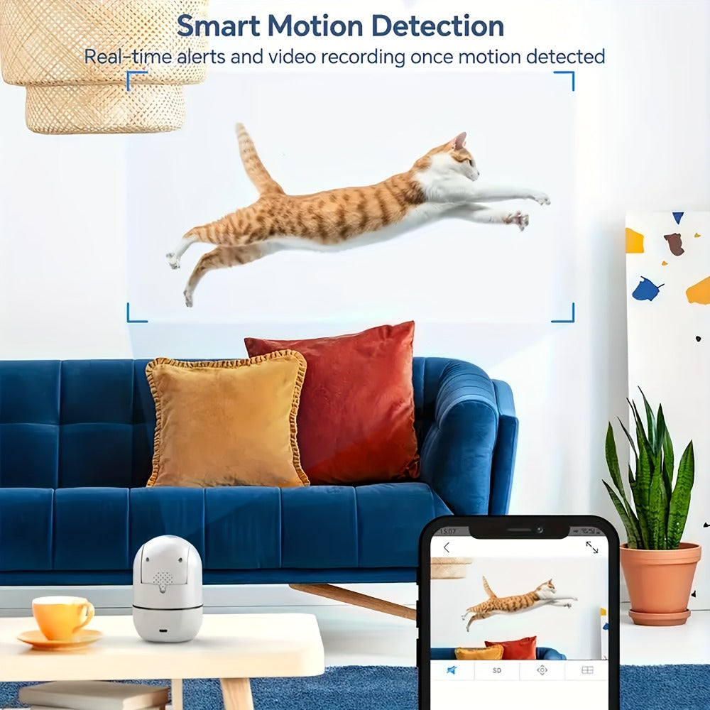 Alexa Compatible Indoor Security Camera 2-Pack, 355° Pan Tilt, Full-Color Night Vision, Dual-Band 2.4G/5G WiFi, Motion Detection, Two-Way Audio, 256GB TF & Cloud Storage – Baby Pet Home Monitor