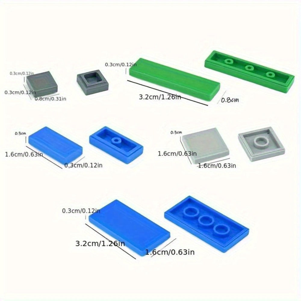 Bulk Smooth Flat Tile Building Blocks, Approx. 150 Pieces, 1x1 1x2 & 1x6
