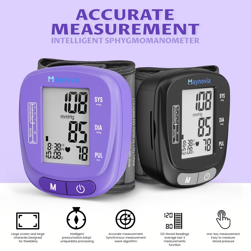 Blood Pressure Monitor Wrist Cuff with Oximeter Fingertip – Digital BP Machine Home Use, 120 Memory, Portable Case & Battery Included, Fully Automatic Hypertension Tracker