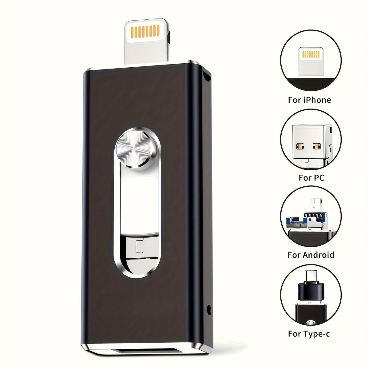 64GB Metal USB Flash Drive High Speed Aluminum Alloy Compact Memory Stick Plug and Play for iPhone iPad Android Mac Windows PC Study Work Travel – Black Gold Premium Design