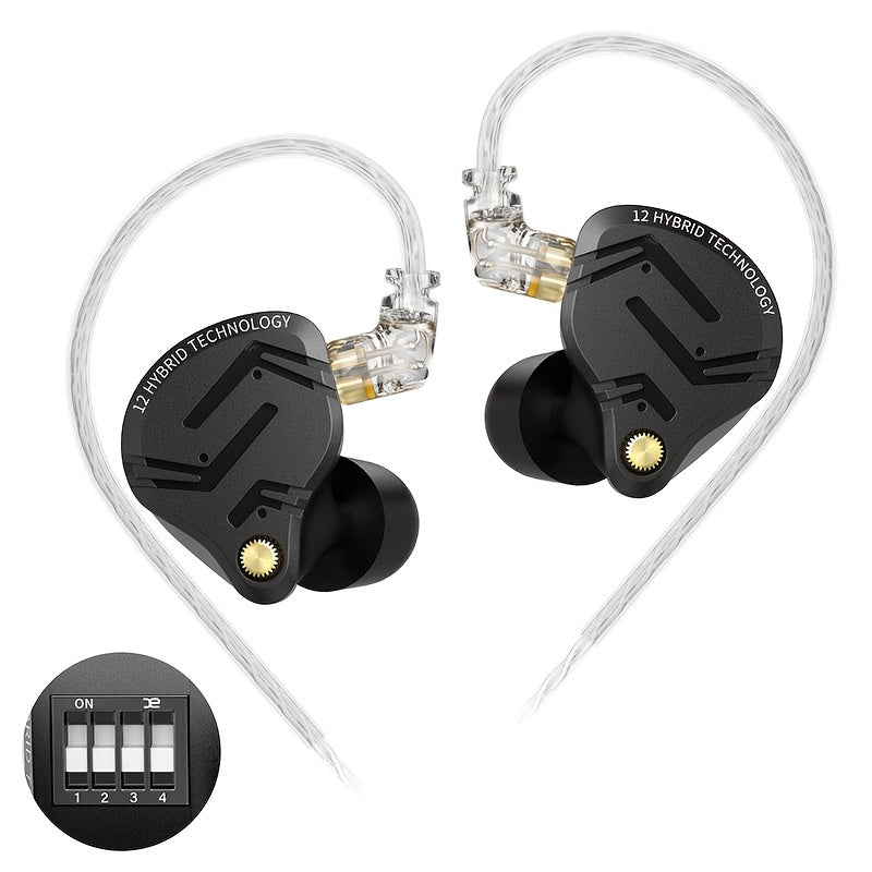 KZ ZS12 PRO X In-Ear Monitor Hybrid IEM Headphones Detachable Cable Noise Cancelling Dynamic Mic Sport Gaming DJ Audio Monitoring Music Production