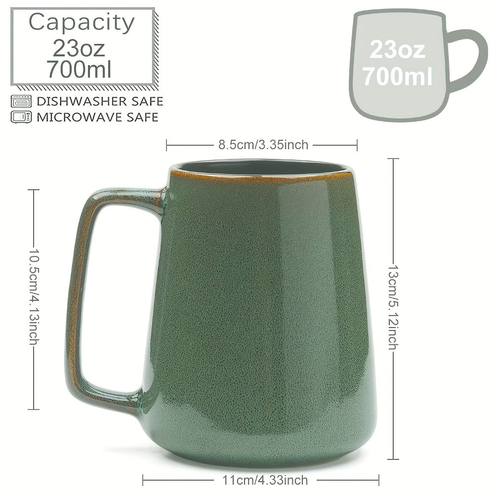 Large Ceramic Coffee Mug 24oz with Big Handle – Microwave & Dishwasher Safe Extra Large Tea Cup | Colorful Conical Mug for Office Home Travel Gift in Green Pink Violet Blue