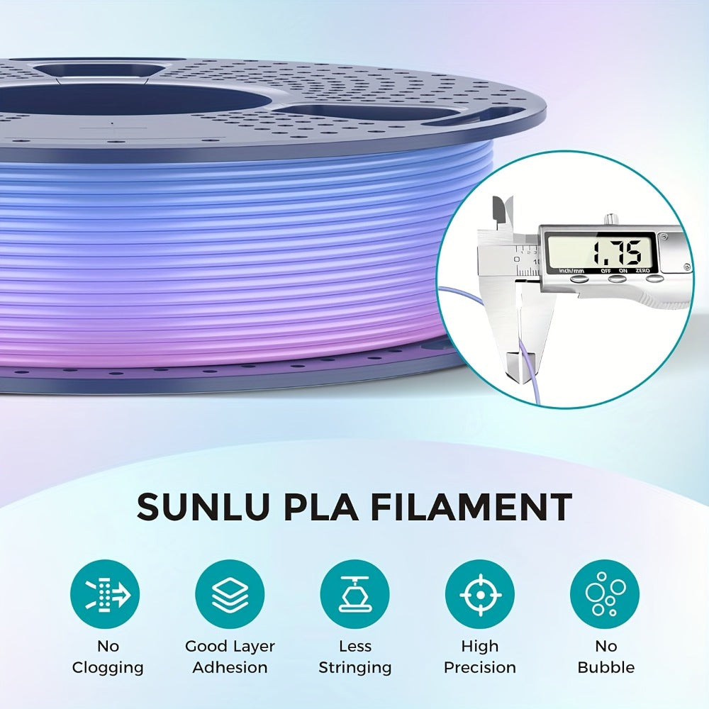SUNLU Rainbow PLA Filament Bundle 4 Rolls 1.75mm 4x250g Fast Color Change Every 8 Meters Rainbow 01 02 03 04 Neatly Wound Vivid Multicolor Gradient FDM 3D Printer Filament