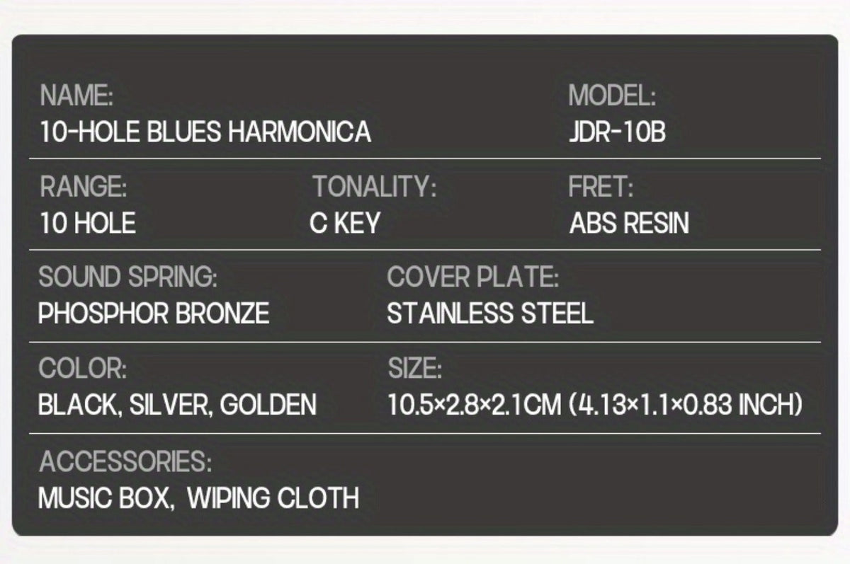 Blues Harmonica, Golden, Professional, Hole, C-Key for Blues Practice detail image - detail view 36