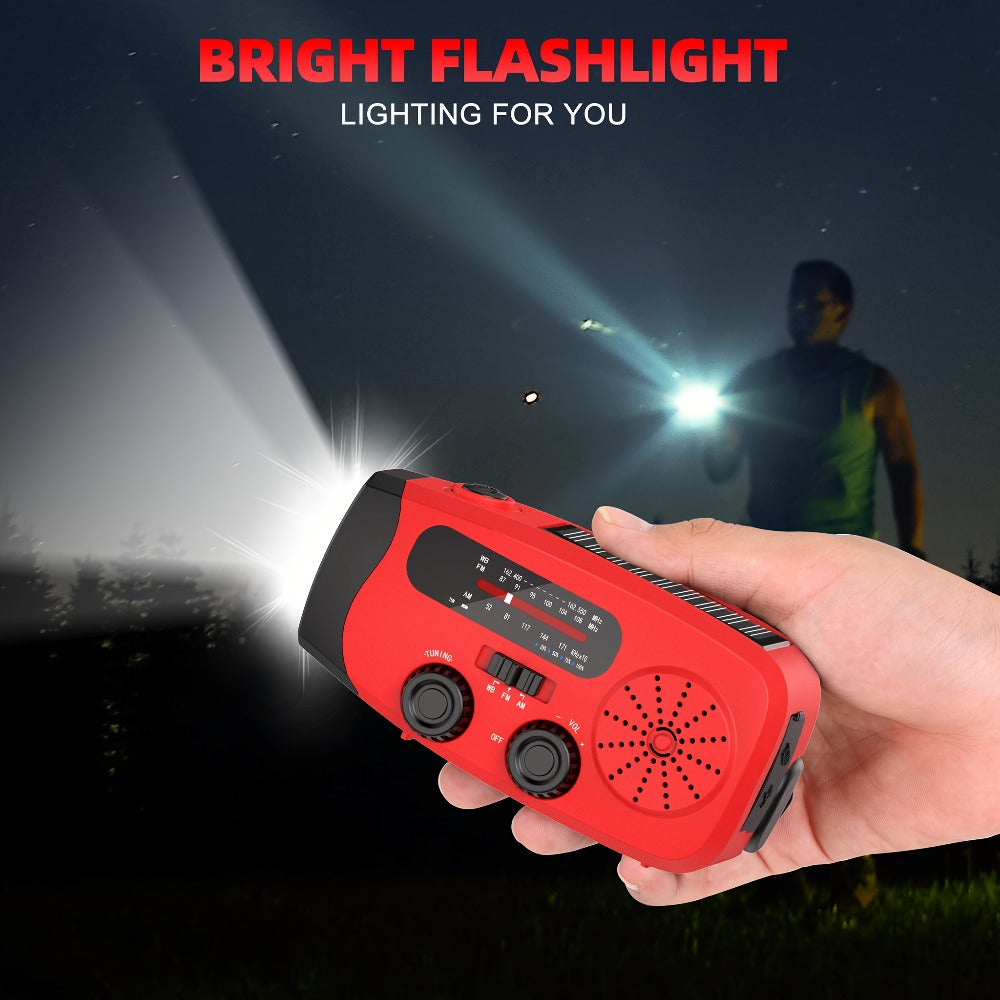 NOAA Emergency Weather Radio Solar Hand Crank with 2000mAh Power Bank & LED Flashlight – AM/FM/NOAA Portable Survival Radio, USB Charging, Solar Powered, Hurricane & Winter Storm Preparedness Gear