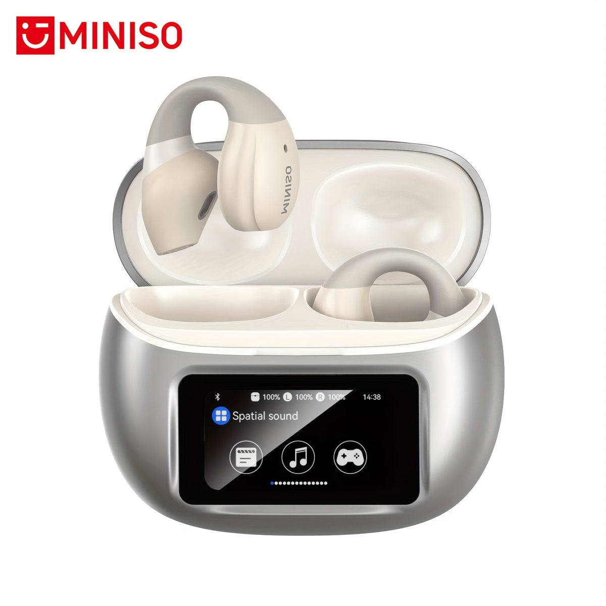 AI Translation Wireless Earbuds Real-Time 135 Languages Open-Ear Design Full-Color Touch Screen Gaming Headset Bluetooth for Travel Business Study iOS Android