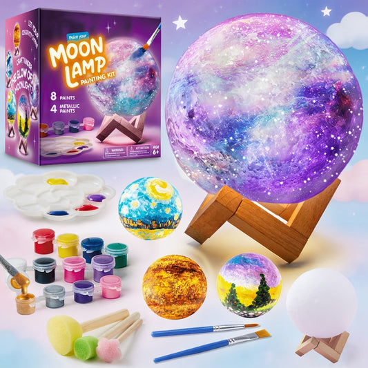 DIY Moon Lamp Craft Kit with Paints and Brushes for a Paint-Your-Own Night Light