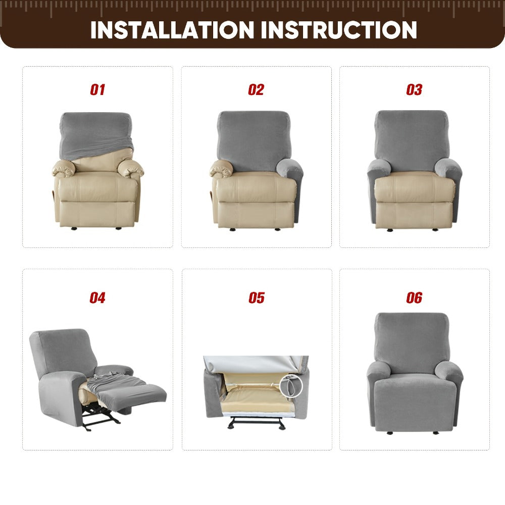 Stretch Recliner Slipcover with Pocket | All-Season 95% Polyester Spandex, All-in-One Recliner Chair Cover, Removable Washable Soft, Living Room Home Decor, 9 Colors