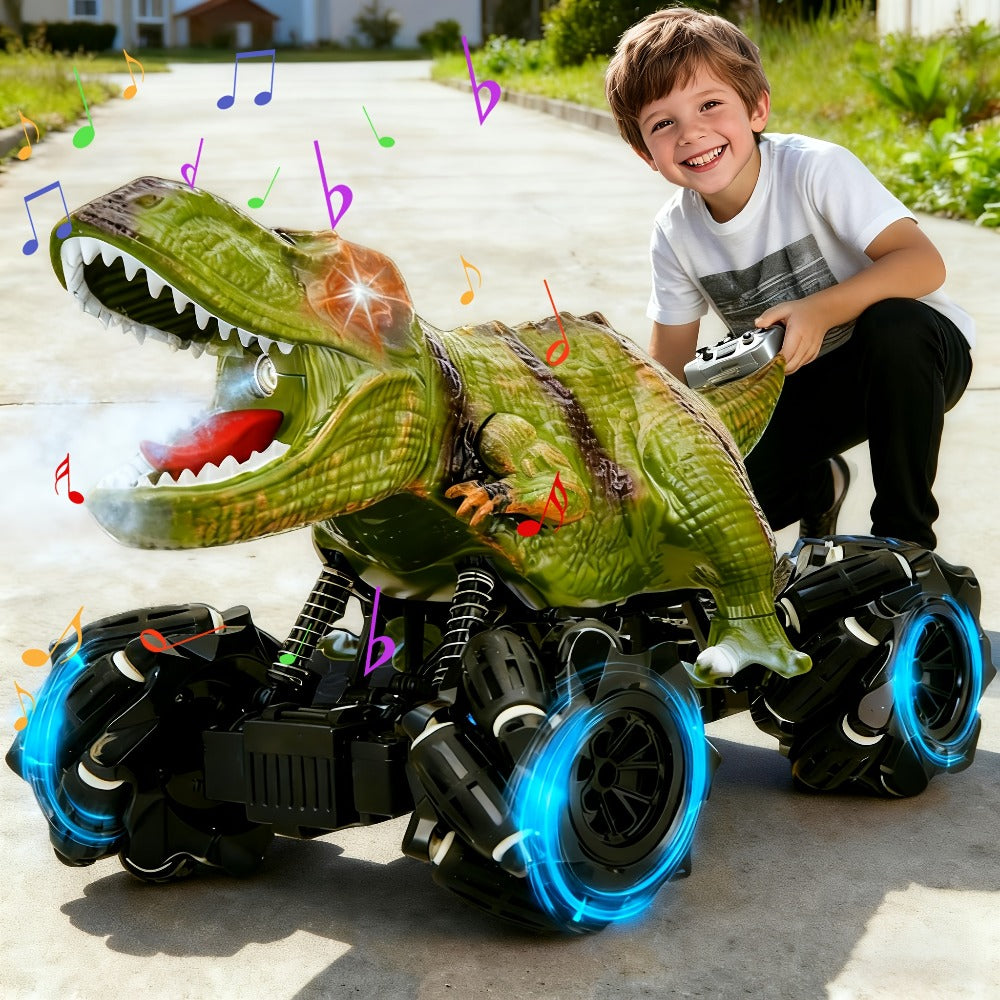 Dinosaur RC Monster Truck with Side Drift, Lights and Sound